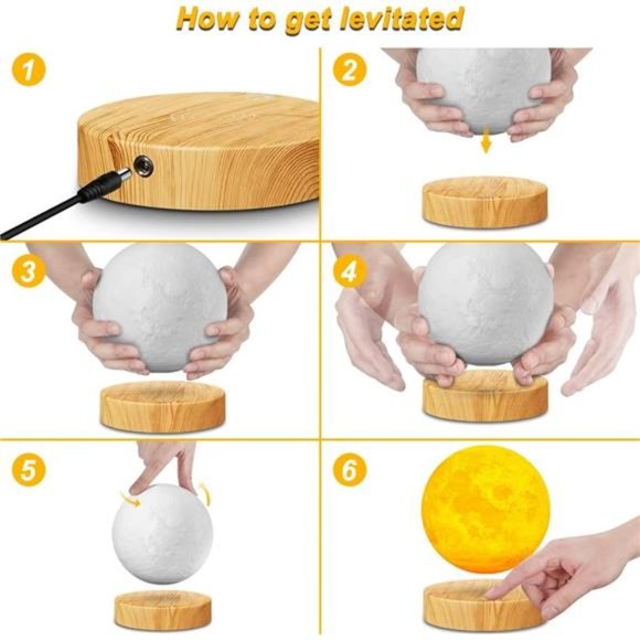 Levitating Moon Lamp 5.9 Inch 16 Colors Moon Lamp 3D Moon LED Light with Remote - Picture 2 of 6